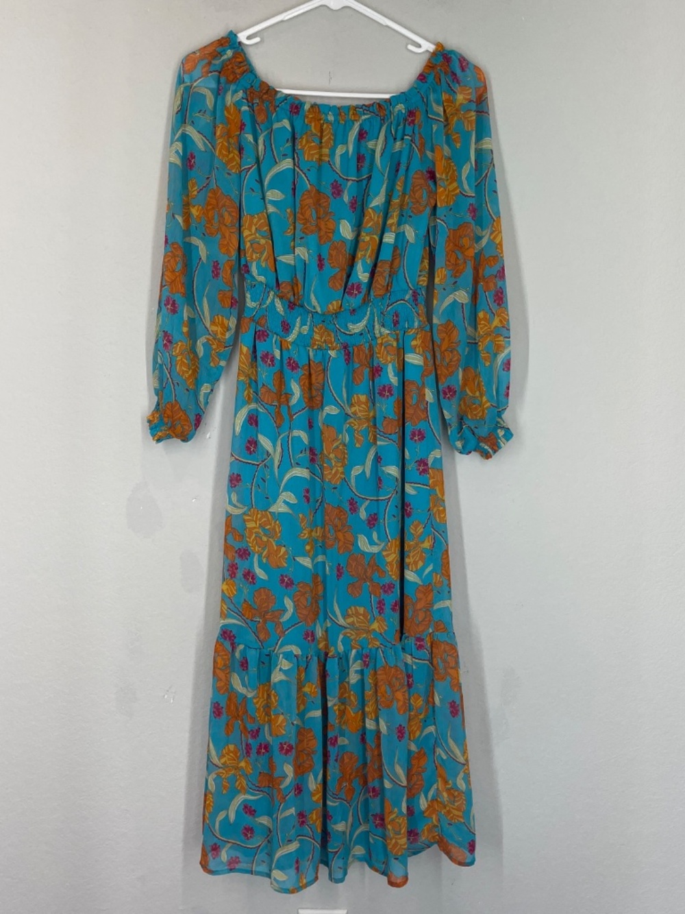 Sofia Vergara Midi Dress Women's XS Floral Off the Shoulder Boho